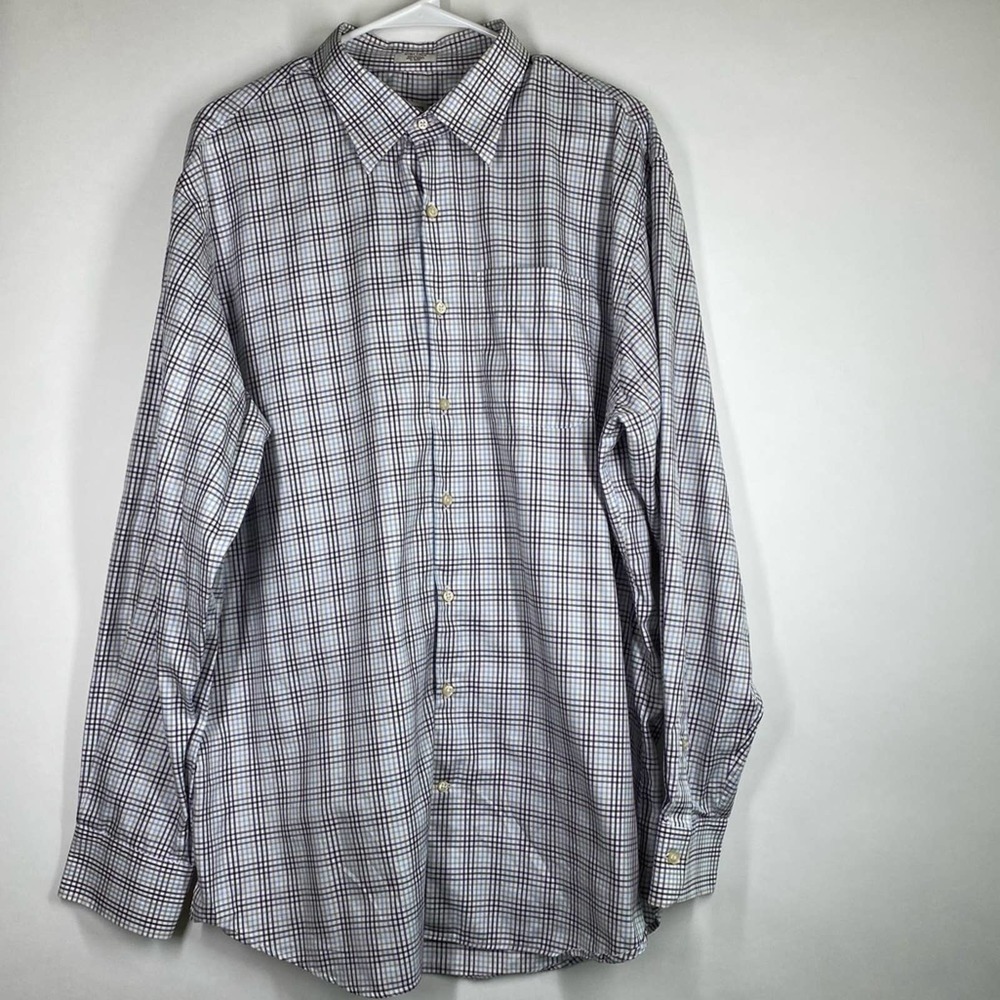 White plaid Peter Millar button down shirt sz XL
